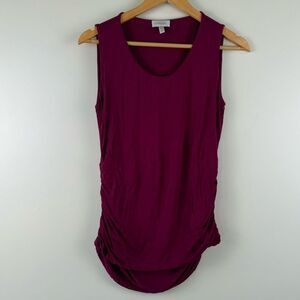 Kinross Women's Medium Sleeveless ruched tank top Pink magenta Scoop Neck